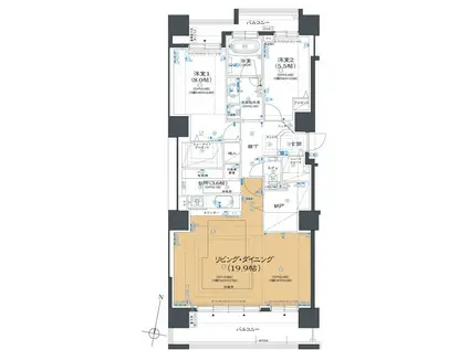 クリーンリバーフィネス大通東(2SLDK/14階)の間取り写真