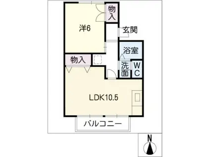 ボヌール巽(1LDK/1階)の間取り写真