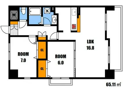 リブレストII(2LDK/4階)の間取り写真