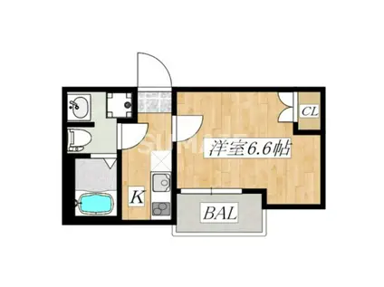 アーバンリーフ岩(1K/1階)の間取り写真