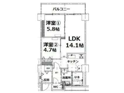 シティコート目黒2棟(2LDK/4階)の間取り写真