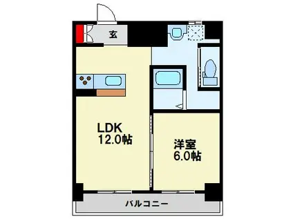 スペースワールド南ビル(1LDK/2階)の間取り写真