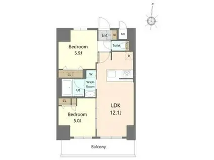 S-RESIDENCE高岳ARDENT(2LDK/10階)の間取り写真