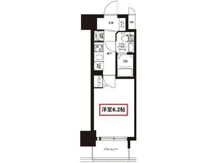 エグゼ大阪CITYツヴァイ(1K/2階)の間取り写真