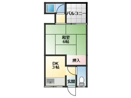 ふじの荘(1DK/1階)の間取り写真