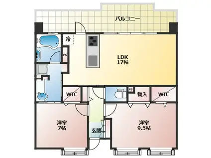 エイルマンション城西の杜(2LDK/11階)の間取り写真