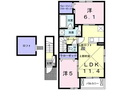 ガーデンハウスA(2LDK/2階)の間取り写真