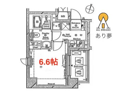ルクシェール横濱吉野町(1K/9階)の間取り写真