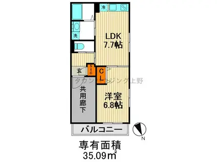 VILLA・BELLA(1LDK/2階)の間取り写真