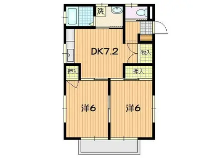 パラセーテ(2DK/2階)の間取り写真