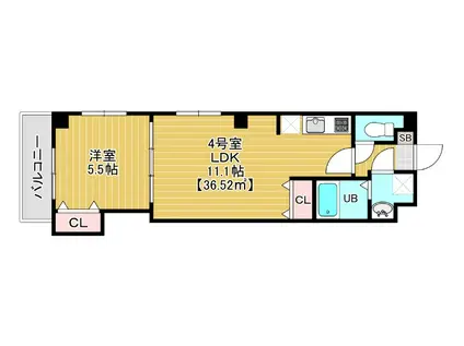 グランディオ検見川(1LDK/3階)の間取り写真