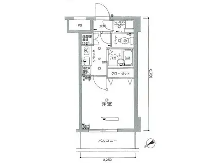スカイコートヴィーダ五反田ウエスト(1K/7階)の間取り写真