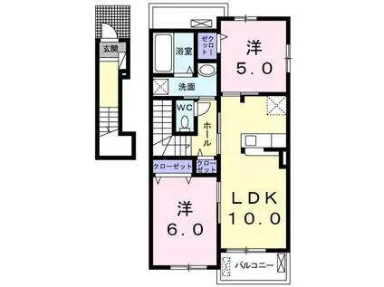 フィオーレA(2LDK/2階)の間取り写真