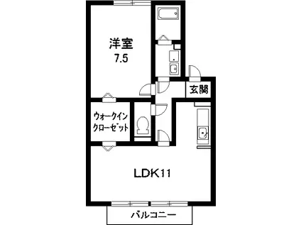 アリエルII(1LDK/2階)の間取り写真