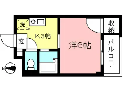 カレッジコートII(1K/2階)の間取り写真