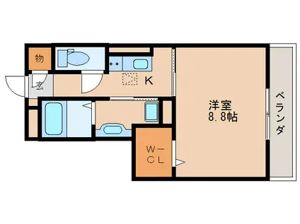 テレザート光台(1K/2階)の間取り写真