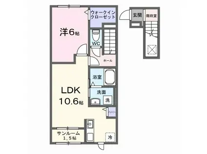 メゾンドラフォーレリーヴル III(1LDK/2階)の間取り写真