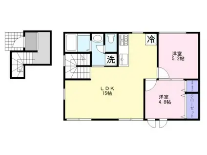 GLOBE HOUSE(2LDK/2階)の間取り写真