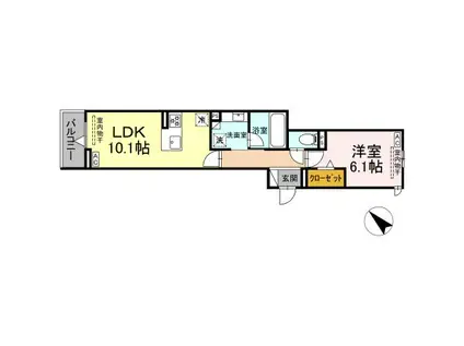 D-AVANCE 柱六番町I(1LDK/3階)の間取り写真