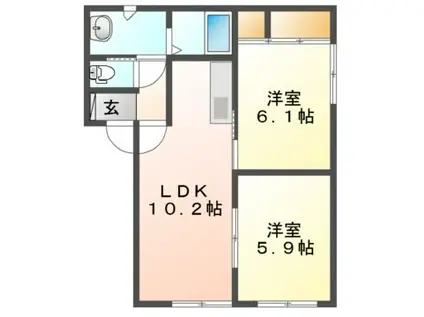 グレース城下A・B・C(2LDK/2階)の間取り写真