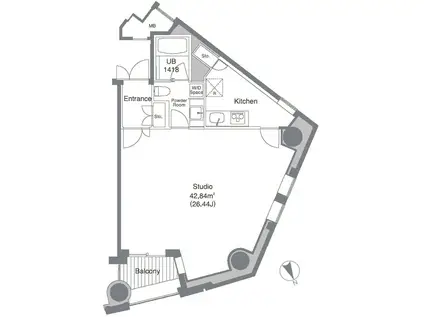 安全ビルレジデンス(1K/20階)の間取り写真