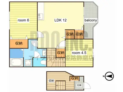 バーリーグリフィンF I棟(2LDK/2階)の間取り写真