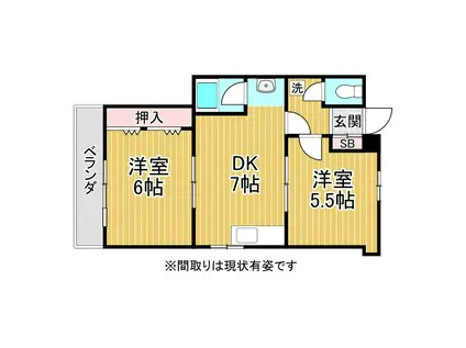 BLUNCUBE神戸北(2DK/2階)の間取り写真