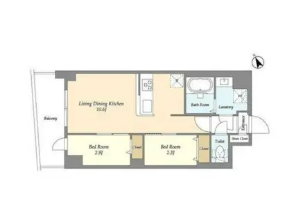 アルファコート曳舟2(2LDK/3階)の間取り写真