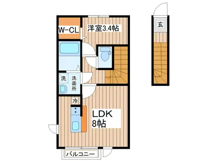CASA TELA(1LDK/2階)の間取り写真