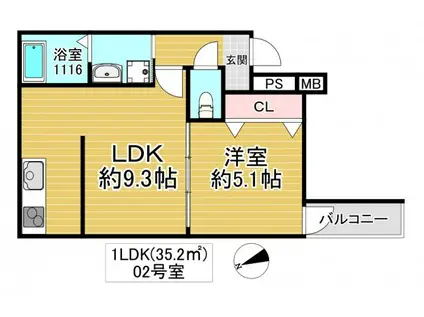 フジパレス城東諏訪サウスII番館(1LDK/3階)の間取り写真