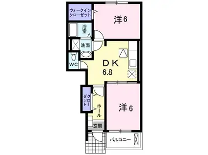アージュ(2DK/1階)の間取り写真