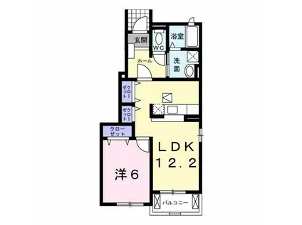 プリムローズ(1LDK/1階)の間取り写真