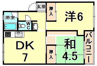 ハイツ瑞原(2DK/3階)の間取り写真