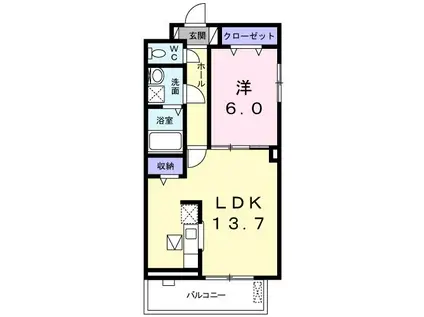 イリーデ(1LDK/1階)の間取り写真