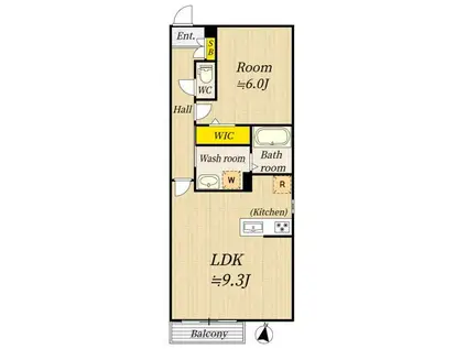 SKY FLOWER(1LDK/2階)の間取り写真