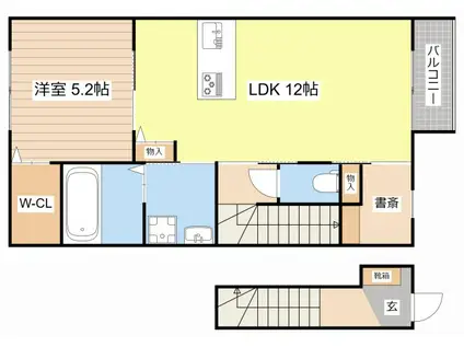 ラフィネ西今(1LDK/2階)の間取り写真
