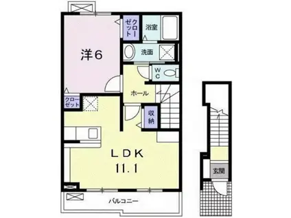 ベルアルモニー(1LDK/2階)の間取り写真