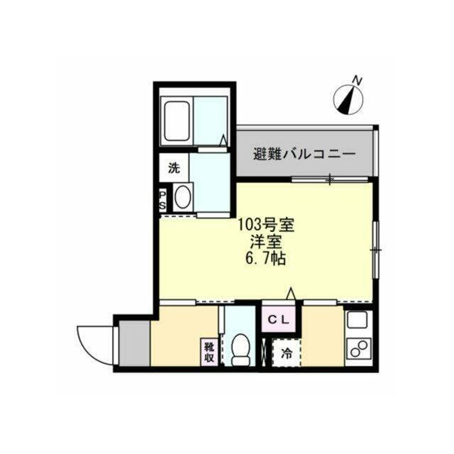 ベイルームコート辻堂(1K/1階)の間取り写真