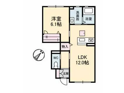 シャーメゾンガーデンズ多度津 A棟(1LDK/1階)の間取り写真
