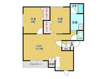 モンブラン7(2LDK/2階)の間取り写真