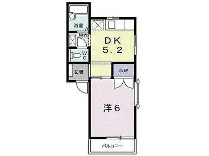 ハイムワルツ(1DK/1階)の間取り写真