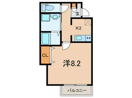 アヴェニール石橋III(1K/1階)の間取り写真