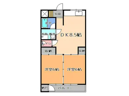 ハイツ柏(2DK/2階)の間取り写真