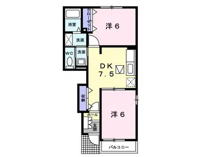 パルク・フィオーレA(2DK/1階)の間取り写真