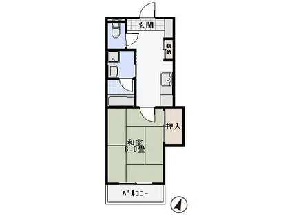 カーサ・ミア(1K/4階)の間取り写真