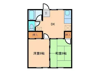 寿ドエル(2DK/1階)の間取り写真
