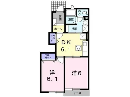 メゾン ド シャテーヌII(2DK/1階)の間取り写真