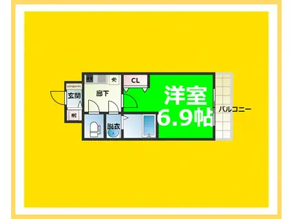 レジュールアッシュ難波MINAMI(1K/4階)の間取り写真
