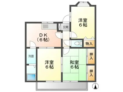 タウンサンロイヤル C棟(3LDK/2階)の間取り写真