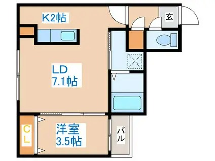 ERYS琴似(1LDK/2階)の間取り写真